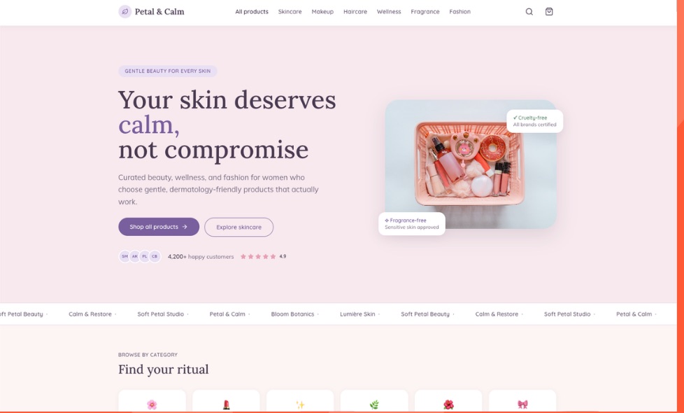 The complete e-commerce store Dual7 generated from the prompt — hero, featured products and category sections all in place