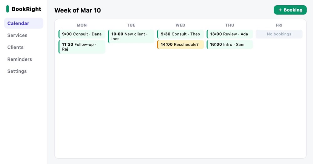 Booking & scheduling preview