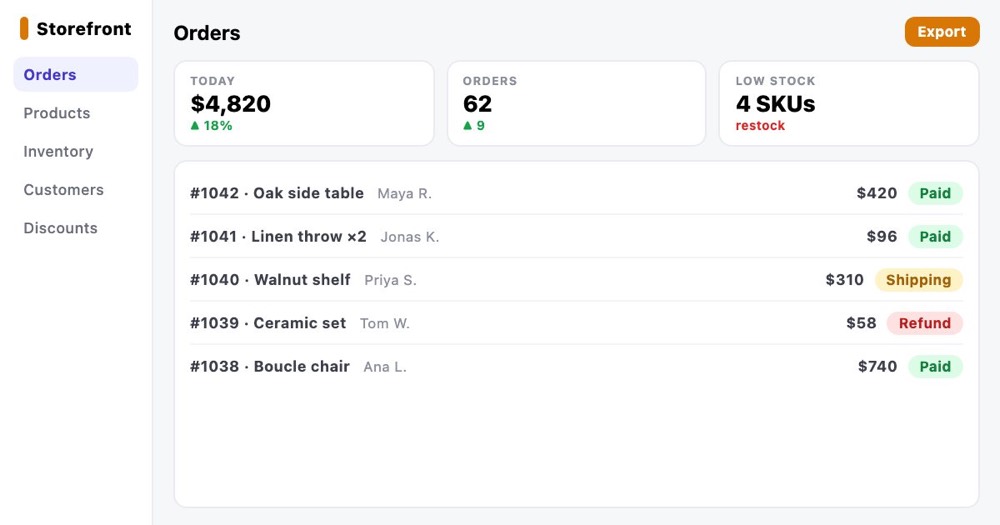 E-commerce preview